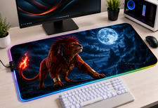 Red XIII RGB XXL Mouse Pad Final Fantasy VII Gaming Desk Mat LED FF7 Setup picture
