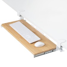 VIVO Bamboo Clamp-on Keyboard and Mouse Under Desk Slider Tray picture