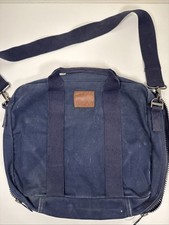 Vintage Lands End Messenger Bag Canvas Laptop Case Sun Faded Blue USA Made picture
