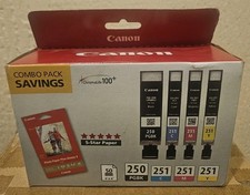 Genuine Canon PGI-250 CLI-251 Ink Cartridge Combo Pack PGBK C M Y + Photo Paper picture