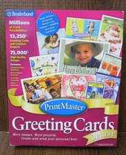 Software PC Print Master Greeting Cards Deluxe Win 98 2000 ME XP NEW Big Box picture