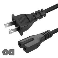 10ft 2-Prong AC Power Cord Polarized C7P Replacement Cable Black 125V 7A picture