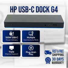 HP USB-C DisplayPort 4K Triple Monitor G4 HSTNH-U601 Dock Station NO ADAPTER picture