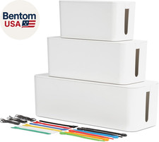 Cable Management Boxes, 3 Pack, Small, Medium, Large, 15 Cable Ties (Hook & Loop picture