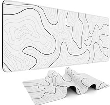 Mouse Pad Gaming, White with Black Topographic Line, 31.5X11.8In | XL picture