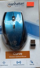 NEW; Light Blue Manhattan 179294 MANHATTAN CURVE WIRELESS OPTICAL USB MOUSE. picture