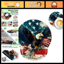 Ergonomic American Flag Eagle Mouse Pad with Gel Wrist Support - Cute Non-Slip D picture