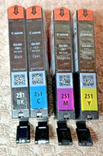 GENUINE 4-Pack Canon 251 Black Cyan Magenta Yellow Ink CLI-251 6513B004 SEALED picture