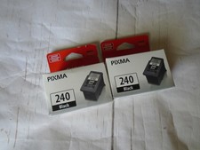 TWO New Sealed Authentic CANON Pixma 240 Black Ink Printer Fine Cartridge picture