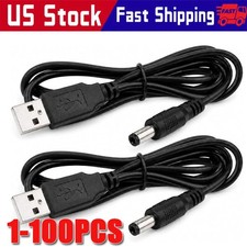 50cm/100cm USB to 5.5mm x 2.1mm Male Coaxial Barrel 5V DC Power Cable LOT picture