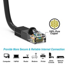 250'FT CAT5e UTP 24-AWG  patch ethernet network Cable BLACK solid copper picture