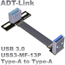 ADT-Link Dual 90 Degree USB 3.0 Type-A Male to Female Flat Slim Extension Cable picture