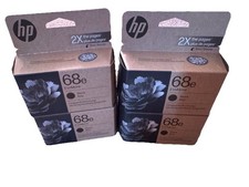 4x Genuine HP 68e EvoMore Black Ink Cartridge (7FP22TN) -- BRAND NEW Lot Of 4 picture