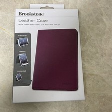 Brookstone Leather Case for Apple iPad Mini 3-Way Stand Plum Purple Tablet Cover picture