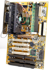 Biostar M6TBA V1.1 Vintage ATX Motherboard with Pentium II SL2S6 CPU, RAM picture