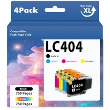 4 Pack LC 404 LC404 Ink Cartridges Compatible For Brother MFC-J1215W MFC-J1205W picture