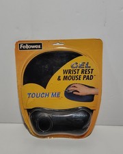 Vintage 2001 Fellowes Touch Me Gel Wrist Rest Mouse Pad Black NOS Sealed 69955 picture