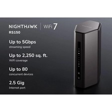 Netgear Nighthawk RS150 WiFi 7 Dual Band Router BE5000 5Gbps Black OPEN BOX picture