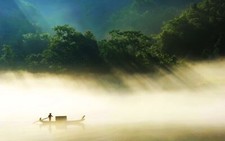 Landscape nature china rowing forest boat asia Custom Gaming Mat Desk picture