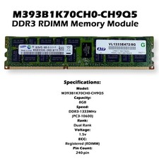 Samsung 96GB 12x8GB PC3 Registered 1333MHz DDR3 Server RAM M393B1K70CH0-CH9Q5 picture