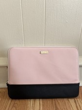 Kate Spade Saffino Leather Laptop/Tablet Sleeve Black & Pink NWOT picture