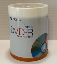 Memorex DVD-R 16X 4.7GB 120min 100 Pack Spindle New Factory Sealed Brand New picture