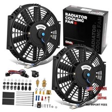 2pcs 10Inch Electric Radiator Cooling Fan Thermostat 10 Inch Black-2Pcs+SW-KIT picture