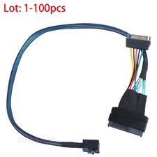 HD Mini SAS SFF 8643 to U.2 SFF-8639 NVMe SSD PCIe Power Cable 12Gb/s Lot 0.5m picture