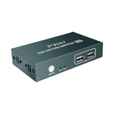 PWAY HDMI USB KVM Switch 2:1 4K@30Hz Button Hotkey Adaptive EDID Powered Black picture