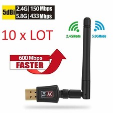 10 x AC600 Mbps Dual Band 2.4/5Ghz Wireless USB WiFi Network w/Antenna 802.11 picture