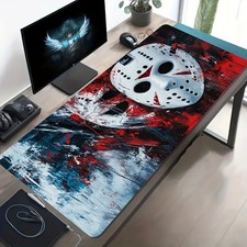 1 Large E-sports Gaming Mouse Pad with a Horror Mask Abstract Art Pattern, Non picture