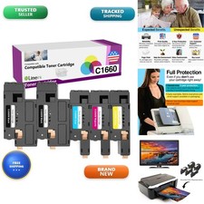 Limeink Compatible Toner for Dell C1660 C1660W 1660 1660W 5 Pack (2 Black, 1 picture