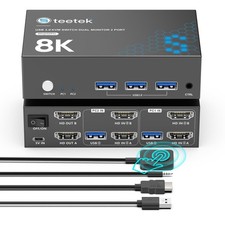8K@60Hz KVM Switch 2 Monitors 2 Computers DisplayPort, USB3.0 | 4K@120Hz picture