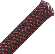 25ft PET Expandable Sleeving Wire Cable Sleeve 1/2, RedBlack picture