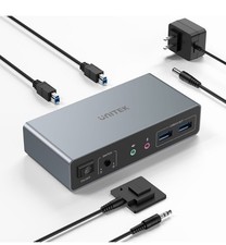 Unitek HDMI KVM Switch 2 Monitors 2 Computers 4K@60Hz USB 3.0 KVM Switches Sh... picture