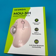 Seenda Wireless Silver Trackball Mouse Bluetooth USB Rechargeable Pink MOU-301 picture