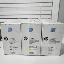 HP 503A Color Toner Set- Q7581AC Cyan, Q782AC Yellow, Q7583AC Magenta Lot of 3 picture