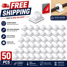 50Pcs Adhesive Cable Clips Sticky Wire Organizer Cord Management Holder Desk USB picture