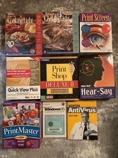 Lot of 9 Vintage Big Box PC Software Most Sealed PrintMaster Windows 95 & 98 picture