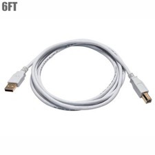 3-15FT USB-A Male to Type B Male PC Printer Scanner Cable Gold 28/24AWG White picture
