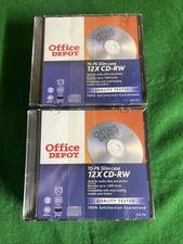 Lot 2 Office Depot Brand 10 Pack CD-RW 12X Speed 700MB 80Min Music Data Photos picture