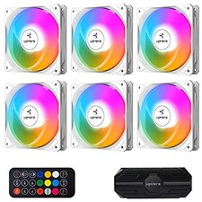 6 Pack 120mm White Computer Case Fan, 3-Pin, 1800 RPM, ARGB Sync picture