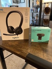 Logitech H390 Black USB Wired Headset & C270 HD Webcam - Both New In Box picture