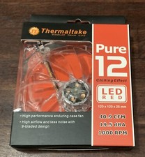 Thermaltake Pure 12 120mm Computer Case Cooling Fan w/Red LED Quiet High Airflow picture