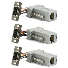 3 Pcs DB9 9-Pin RS232 Serial Female to RJ45 Female Adapter Connector Converter picture
