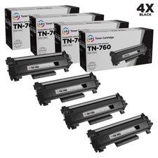 LD Compatible Replacement for Brother TN760 Pack of 4 HY Black Toner Cartridges picture