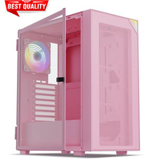 AL800 Pink Full Tower PC Case - Tempered Glass, ARGB Fans, E-ATX Support picture