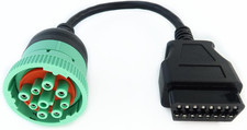 Green Type 2 J1939 Male to 16pin OBD2 Female Cable 16pin to 9pin J1939 Adapter C picture