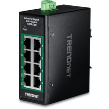 TRENDnet 8-Port Industrial Gigabit PoE+ DIN-Rail Mini Switch, 8-Port, Black picture