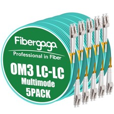 Fibergaga LC to LC OM3 Fiber Patch Cable 0.5M(1.6ft) 5Pack picture